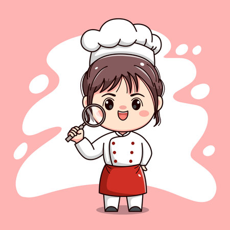 Cute chef girl kawaii characterのイラスト素材