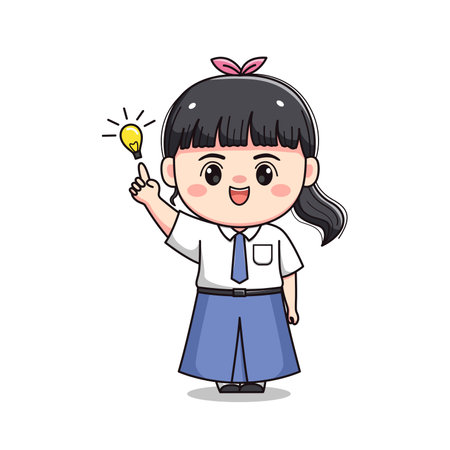 indonesian senior high school student cute girl characterのイラスト素材