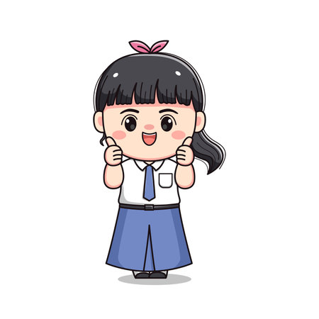 indonesian senior high school student cute girl characterのイラスト素材