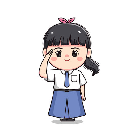 indonesian senior high school student cute girl characterのイラスト素材