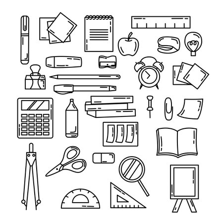 school stationeryのイラスト素材
