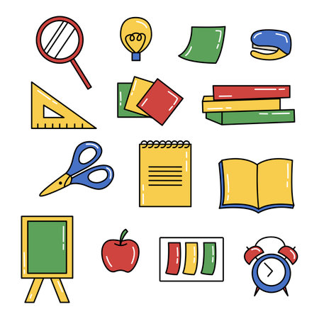 colorful school stationeryのイラスト素材
