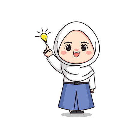 indonesian senior high school student cute hijab girl characterのイラスト素材
