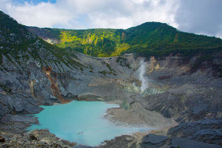 a crater of Mount Tangkuban Perahu located at West Java, Indonesiaの写真素材