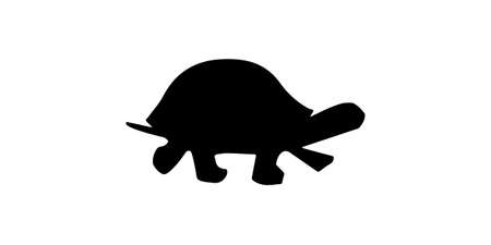 Walking Turtle Silhouette White Backgroundの写真素材