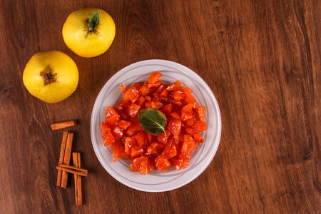 Quince jam on the plate.の写真素材