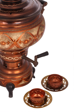 The Antique Samovar on the white backgroundの写真素材