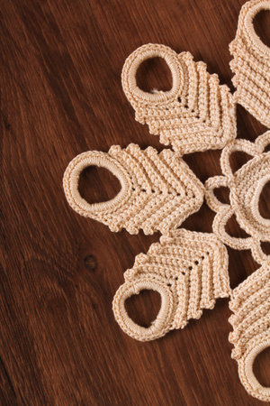 Handmade Lace on the Woodの写真素材