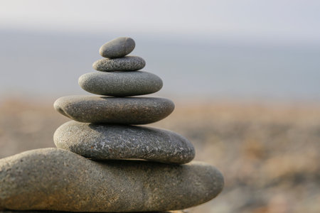 The sea stones composition on the beach.