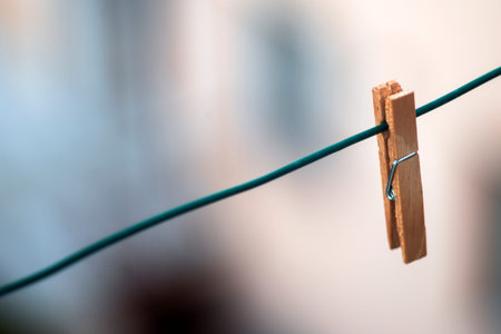 Laundry tong in city stock photo.