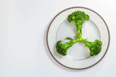 Fresh Broccoli parts on the white with background.の写真素材