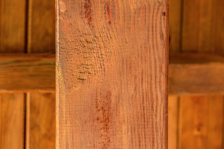 The hard wooden roof in tree house.の写真素材