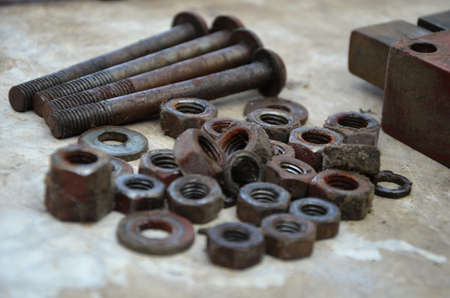 Metal bolts and nutsの写真素材