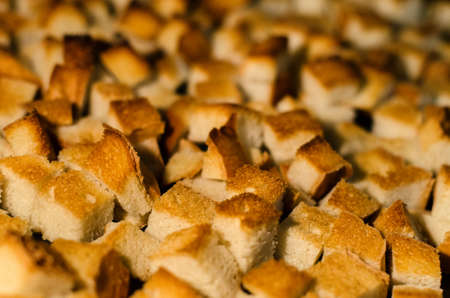 Warm chopped rusks crackers in ovenの写真素材