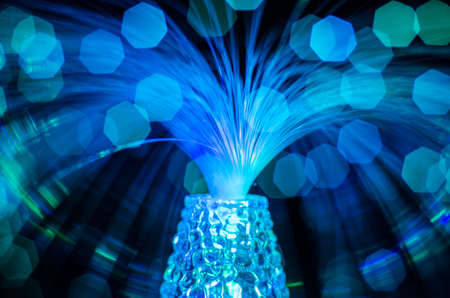 Blur night bokeh blue red green round lightsの写真素材