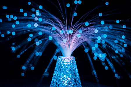 Blur night bokeh blue red green round lightsの写真素材