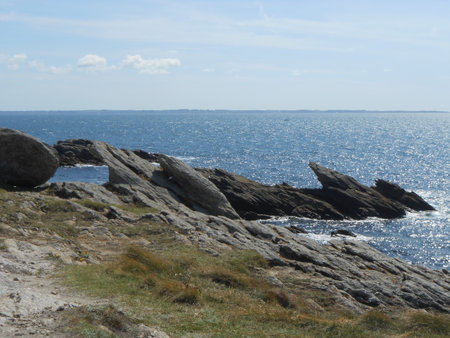 Rocks in the sea of the Quiberon wild coastの写真素材