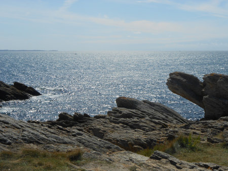 Cliffs on the Quiberon wild coastの写真素材