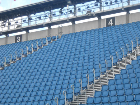 Platform with blue seatsの写真素材