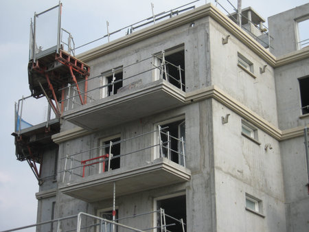 Apartment building under constructionの写真素材