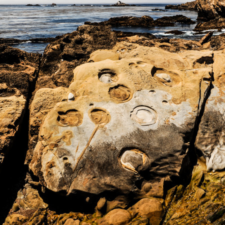 Beautiful rugged coastline along the Pacific near Carmel and Monterey Californiaの写真素材
