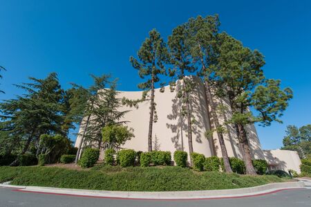 Civic Center building exterior with trees and grass around itのeditorial素材