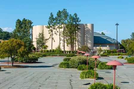 Civic Center building exterior with trees and grass around itのeditorial素材
