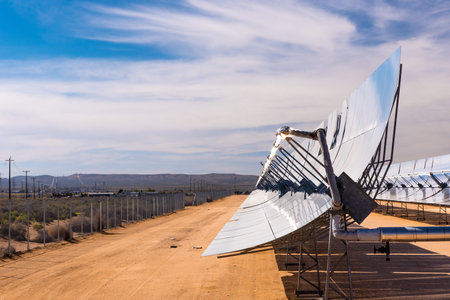 Rows of solar powered heat generators in the desert