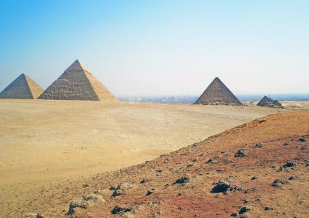 The Egyptian pyramids in the desert.の写真素材