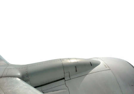 Part of the engine airplane on a white background.の写真素材