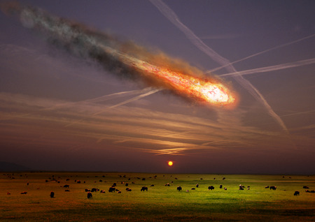 The fall of a comet to earth.の写真素材