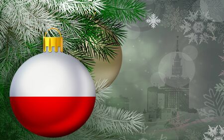 Fir-tree toy with color of a flag of Polandの写真素材