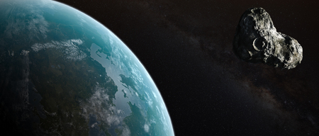 Asteroid flight at Earth.の写真素材