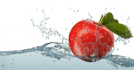 Apple in water.の写真素材