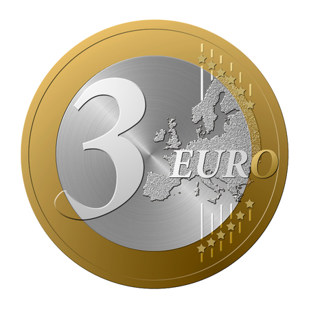 Font European coin, number three.の写真素材