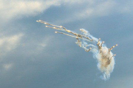 Explosion of a meteorite in the daytime sky.の写真素材