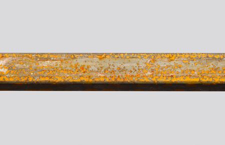 Rusty profile metal pipe on an isolated background.の写真素材