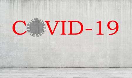 New coronavirus, the inscription infection on a concrete wall.の写真素材