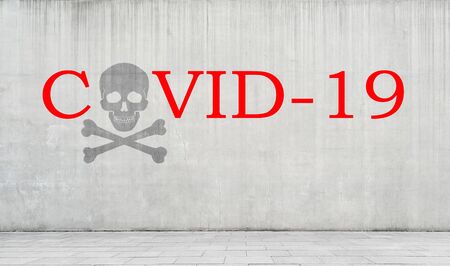 New coronavirus, the inscription infection on a concrete wall.の写真素材