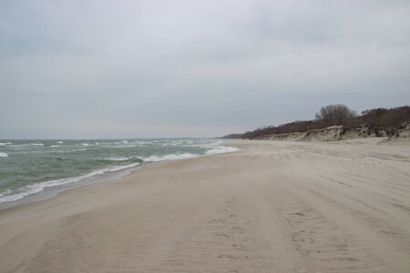 Storm on the Baltic Sea, sandy coastlineの写真素材