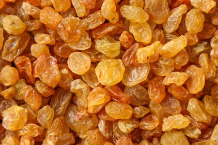 Dried white grapes. Background of food, fruits.の写真素材