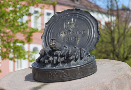 Sculpture of canned fish sprats, in the city of Mamonovo, Kaliningrad region of Russia. Photographed on May 16, 2020.のeditorial素材