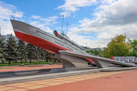 Torpedo boat monument in Kaliningrad, Russia. The monument is dedicated to the memory of the Baltic sailors. Photographed in May 2020.のeditorial素材