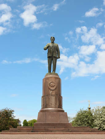 The monument to M. I. Kalinin was erected in 1950 at the station square of Kaliningrad, Russia. Photographed in May 2020.のeditorial素材