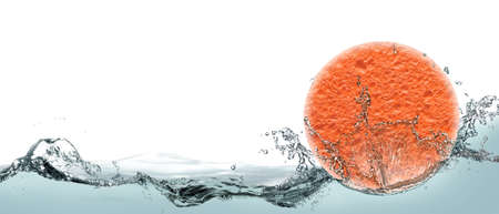 Sponge soft red cleansing sponge for the faceの写真素材