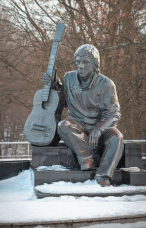 Sculpture to Vysotsky in the city park of Kaliningrad, Russia. Photographed January 21, 2021.のeditorial素材