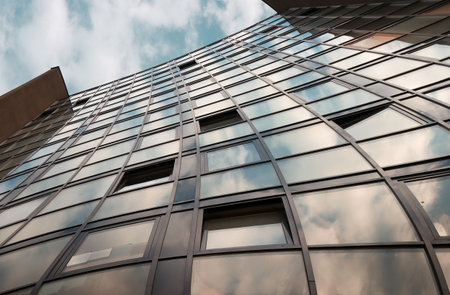 Architecture, visual wave on the surface of the building.の写真素材