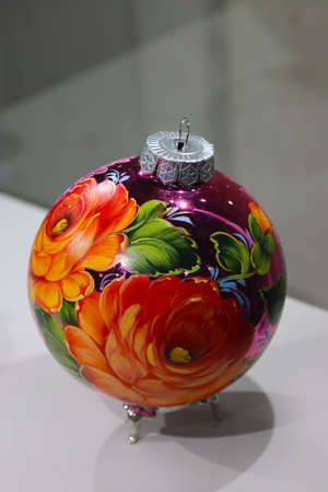 Christmas tree, New Year's toy painted in the Russian old styleの写真素材