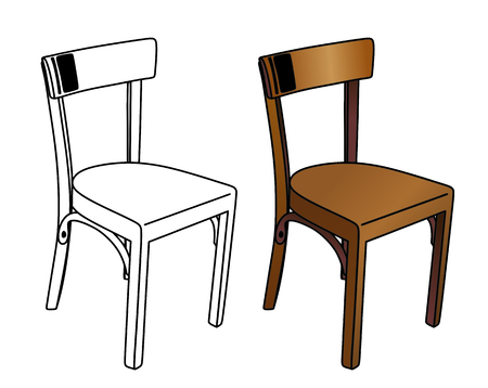 illustration of an old and simple chair combinationの写真素材