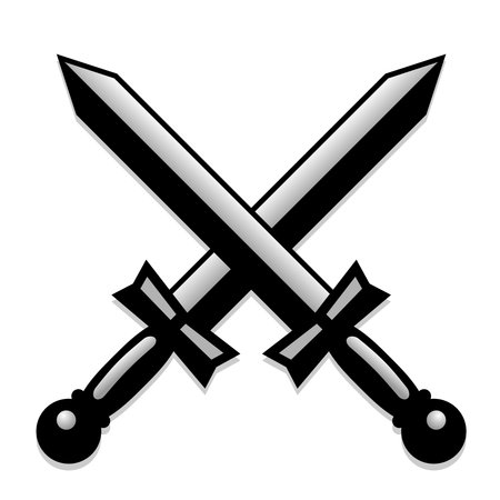 illustration of two monochrome and crossed swordsのイラスト素材